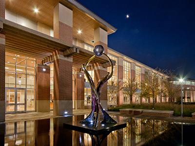 Student Rec Center at night.